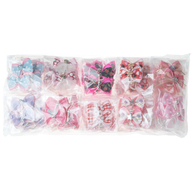 Groom Professional Fashion Bows Pack of 100 - cute bows for dogs, shades of pink