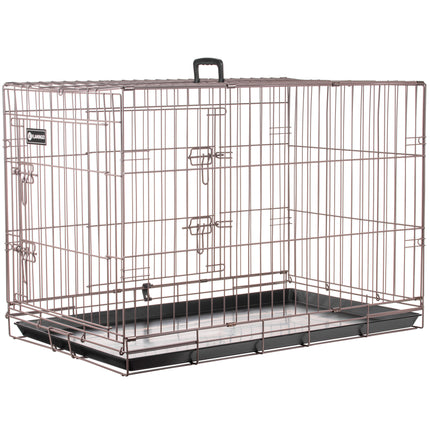 Flamingo Ebo Taupe - metal dog crate, L: