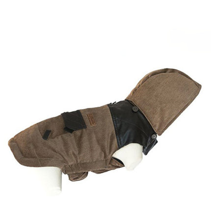 Doogy Roscoff - warm corduroy jacket for dogs, with leather accents, - Length: