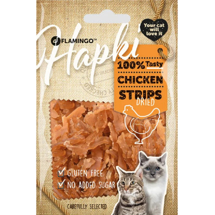 Flamingo Hapki Chicken Strips Dried - gluten-free treats for cats, dried chicken strips