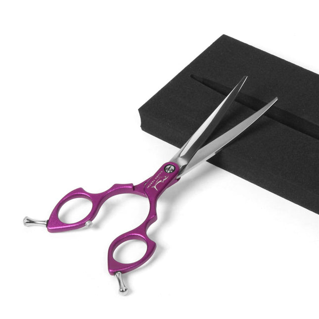 Shernbao Shark Curved Scissors - lightweight, curved scissors for Korean-style grooming, purple