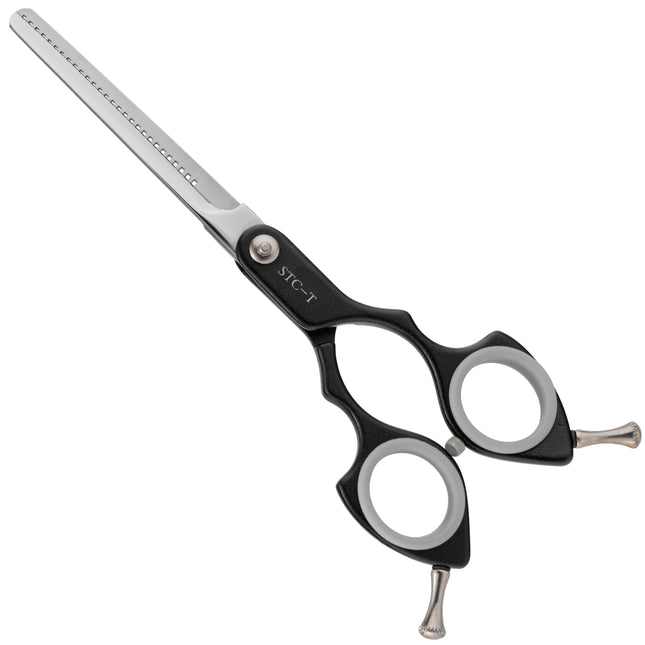 Shernbao Shark Thinning Scissors - ultra-lightweight single-sided thinning shears, aluminum handle, black