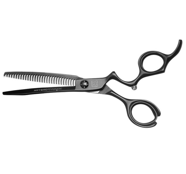 Artero Evoque Thinning - professional thinning shears made of black titanium steel, 30 teeth