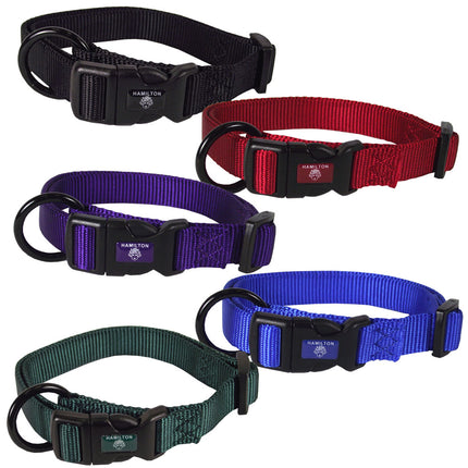 Hamilton Classic Adjustable Collar - nylon collar with smooth circumference adjustment, for small and medium breed dogs